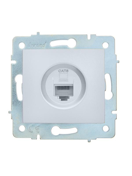 Розетка компьютерная 1-м СП ASTI IP20 RJ45 механизм Cat 6e жемчуж./бел. перламутр. LEZARD 7081-3088-140