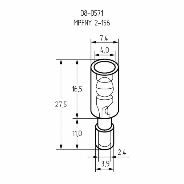 Разъем штекерный полностью изол. (AEM 2-156A) (уп.100шт) Rexant 08-0571