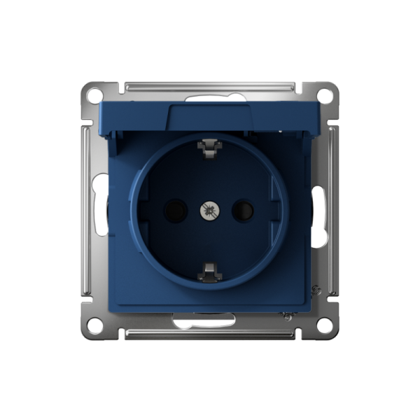 Розетка AtlasDesign 16А IP20 с заземл. защ. шторки с крышкой быстрозажим. клем. механизм аквамарин SE ATN001146S