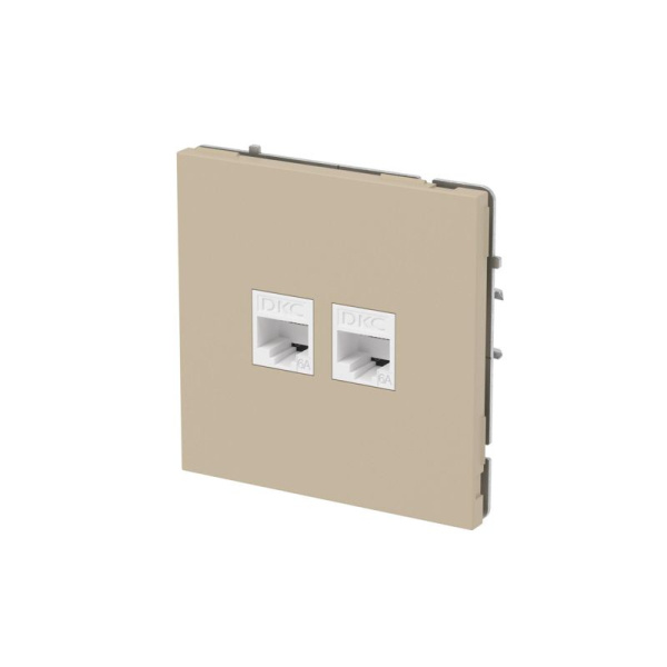 Розетка компьютерная 2-м KANT RJ45 кат.6A без шторки ванильн. марципан DKC 7015674