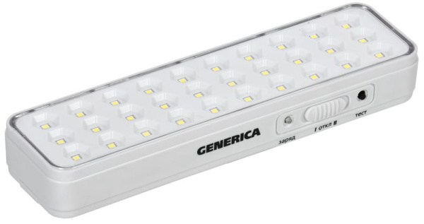 Светильник светодиодный аккумуляторный ДБА 1030 непостоян. действия 30LED 5ч 3Вт GENERICA LDBA0-1030-5-01-K01-G