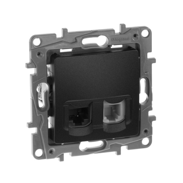 Розетка компьютерная + телефонная 2-м СП Etika RJ45 + RJ11 кат.5E UTP IP20 механизм антрацит IEK 672652