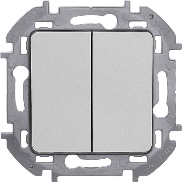 Выключатель 2-кл. Inspiria 10А IP20 250В 10AX механизм алюм. IEK 673622