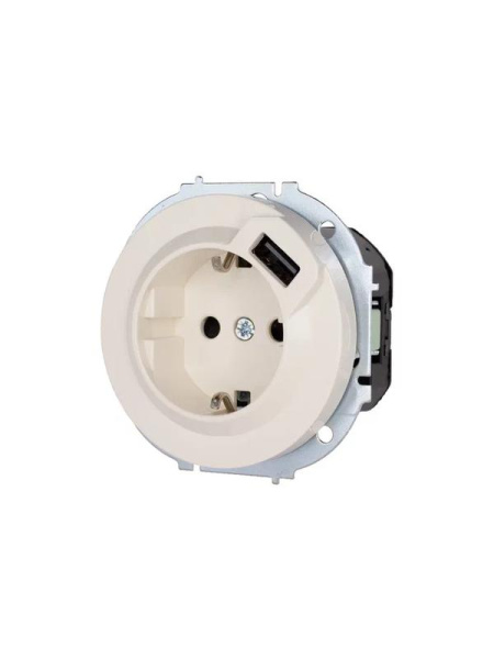Розетка 1-м СП OSEN с заземл. + USB разъем механизм сл. кость LEZARD 743-9088-181