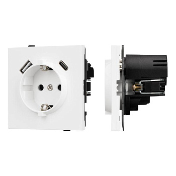 Розетка 1-м СП SCT-TENDO-MUAC-PL-WH 16А IP20 230В с USB зарядкой механизм Arlight 054086