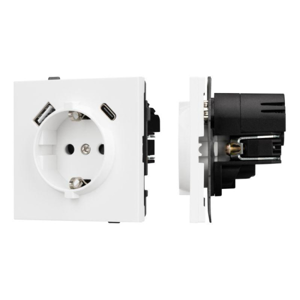 Розетка 1-м СП SCT-TENDO-MUAC-PL-WH 16А IP20 230В с USB зарядкой механизм Arlight 054086