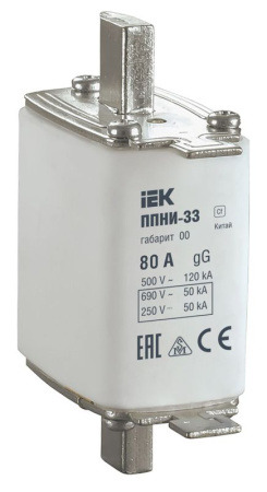 Вставка плавкая ППНИ-33 80А габарит 00 IEK DPP10-080