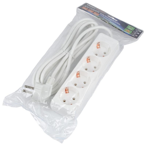 Удлинитель 4х3м с заземл. 16А Ultra S-GCU4-3 WHITE бел. Uniel UL-00010006