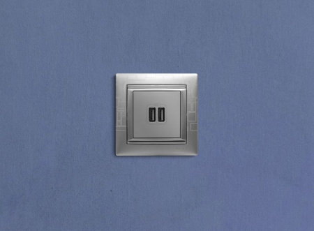 Розетка USB 2-м СП Valena алюм. IEK 770270