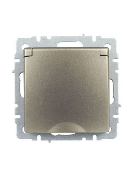 Розетка BRITE РСбш10-3-БрШ 16А IP20 с заземл. защ. шторки с крышкой механизм шампань IEK BR-R16-16-K37