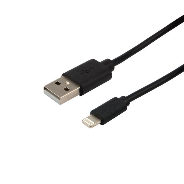 Кабель USB-A-Lightning для Apple 1А 1м ПВХ черн. Rexant 18-1122