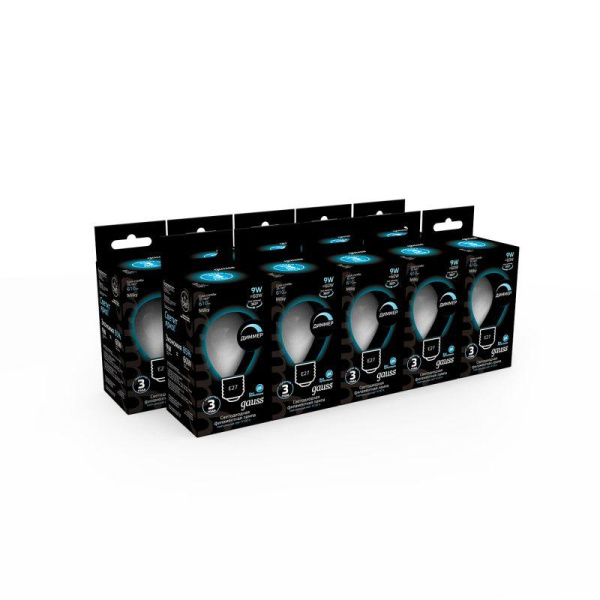 Лампа светодиодная филаментная Black Filament 9Вт P45 шар матовая 4100К нейтр. бел. E27 610лм диммир. GAUSS 105202209-D