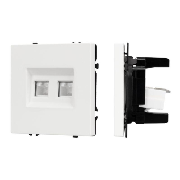 Розетка компьютерная 2-м ARL NOBE SCT-MPC2-SFPL-WH 2хRJ45 кат.6 софт-тач бел. кварц Arlight 054312(1)
