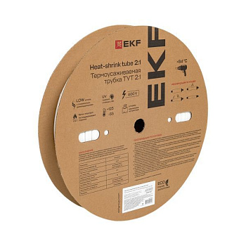 Трубка термоусадочная ТУТ нг 40/20 бел. (уп.50м) EKF tut-40-w