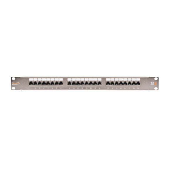 Патч-панель 19дюйм 1U 24 порта кат.6 (класс E) 250МГц RJ45/8P8C 110/KRONE T568A/B полный экран с органайзером метал. NIKOMAX NMC-RP24SE2-1U-MT
