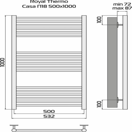Полотенцесушитель Casa П18 500х1000 Royal Thermo НС-1434005