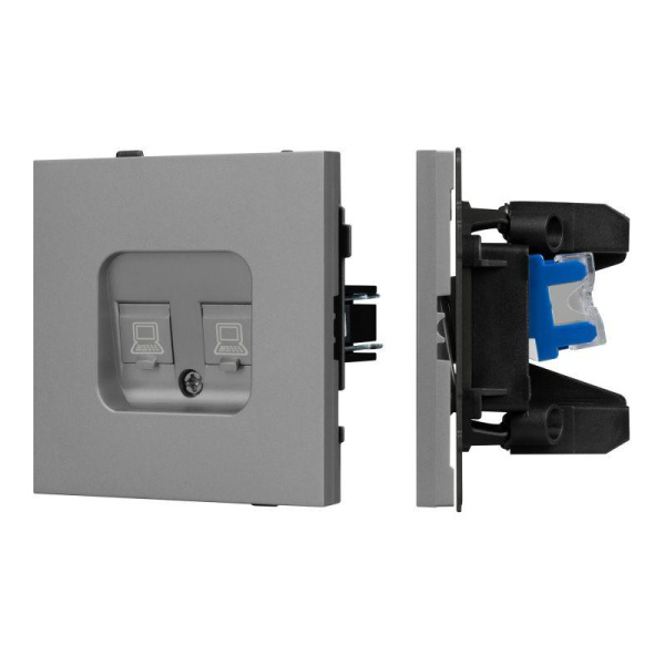 Розетка компьютерная 2-м SCT-TENDO-MPC2-PL-GR RJ45 кат.6 механизм Arlight 054102