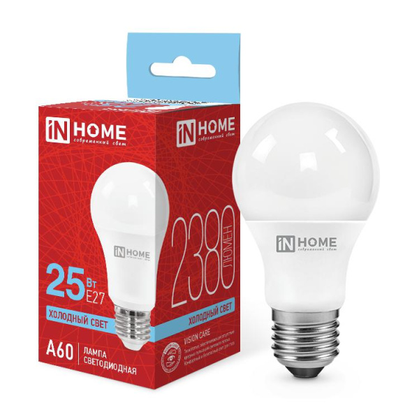 Лампа светодиодная LED-A60-VC 25Вт 6500К E27 2380лм 230В IN HOME 4690612062068