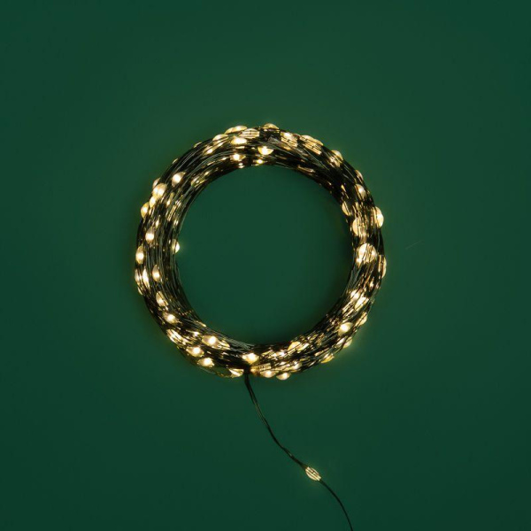 Гирлянда "Роса" 30м 300LED тепл. бел. IP20 230В с контроллером провод зел. Neon-Night 303-276