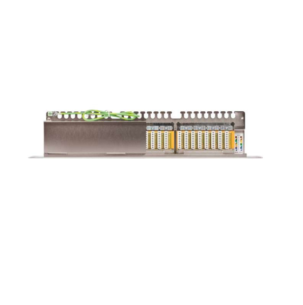Патч-панель 19дюйм 1U 24 порта кат.6 (класс E) 250МГц RJ45/8P8C 110/KRONE T568A/B полный экран с органайзером метал. NIKOMAX NMC-RP24SE2-1U-MT