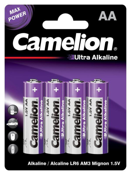 Элемент питания алкалиновый AA/LR6 1.5В Ultra BL-4 (уп.4шт) Camelion 14984