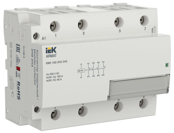 Контактор модульный KMR 100А 230В AC 2НО 2НЗ ARMAT IEK AR-KMR10-100-22-230