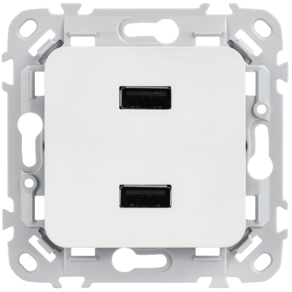 Розетка USB A+A 2вых. СП FLITE РЮ-2-ФлБ 2.1А механизм бел. IEK FI-U21-D31-K01