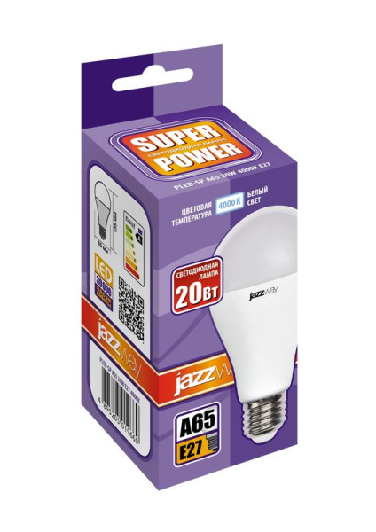 Лампа светодиодная PLED-SP 20Вт A60 4000К нейтр. бел. E27 230В/50Гц JazzWay 5019669A