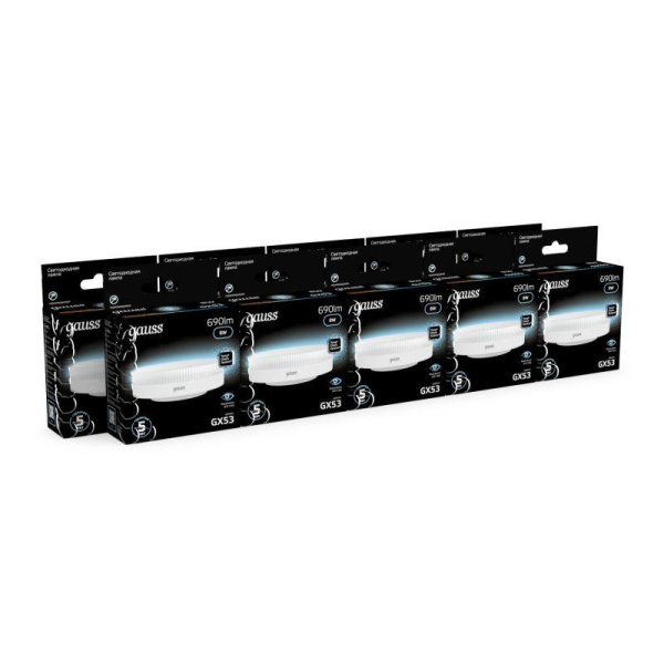 Лампа светодиодная Black 8Вт таблетка 4100К нейтр. бел. GX53 690лм GAUSS 108008208