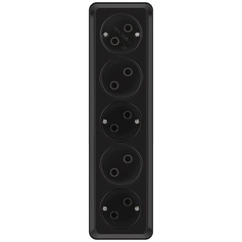 Розетка 5-м ОП Quadro 2-209-05 16А IP20 5х2P 250В без заземл. антрацит Intro Б0069701