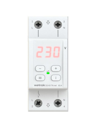Реле напряжения D2-63 TN red (с транзитом нуля) Welrok 4660251141882