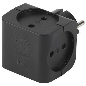 Разветвитель 4-м без заземл. 16А IP20 SP-4-B черн. Эра Б0008207