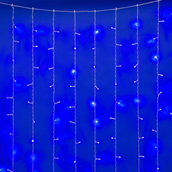 Занавес LED со статическим свечением ULD-C3020-240/STK BLUE IP44 3х2м соед. 240 диодов син. свет провод прозр. Uniel UL-00007211