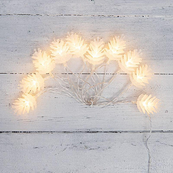 Гирлянда светодиодная "Шишки" 1.5м 10LED тепл. бел. 0.1Вт IP20 провод ПВХ прозр. элементы питания 2хAA (не в компл.) Neon-Night 303-098