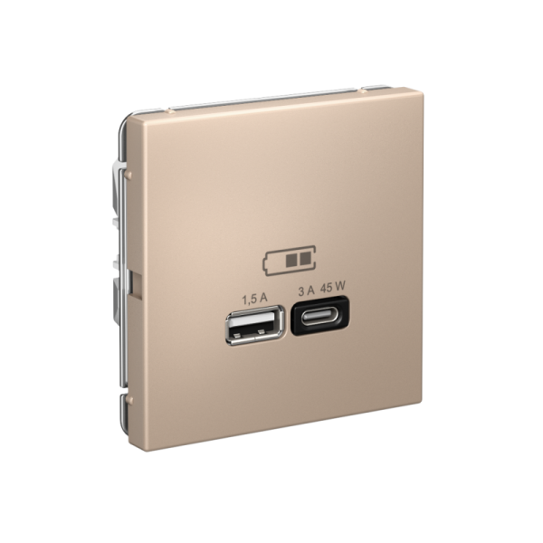 Розетка USB ArtGallery тип A+C 45Вт QC PD высокоскор. ЗУ механизм песочн. SE GAL001229