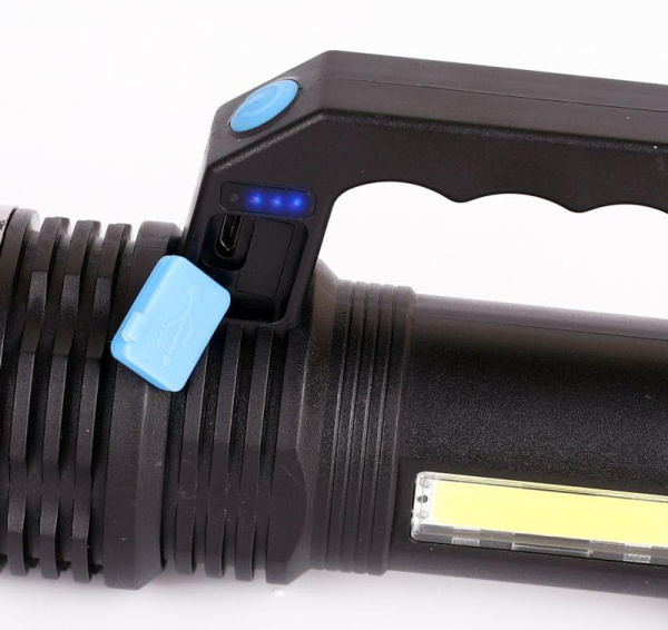 Фонарь аккумуляторный LED53765 2LED 3Вт 4 режима USB аккум. 4В черн. (бокс) Ultraflash 14665