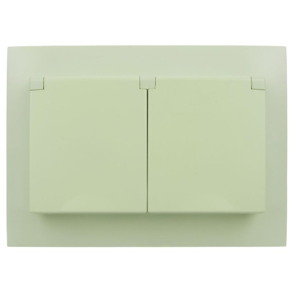 Розетка 2-м SKANDY 16А IP44 с крышкой в сборе SK-R12G мятный IEK SK-R26-16-44-K06-F