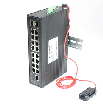 Коммутатор промышленный управляемый (L2+) Hi PoE SW-81602/ILS(Port 90Вт 600Вт) Gigabit Ethernet на 16GE PoE + 2GE SFP порта с функцией мониторинга температуры/ влажности/ OSNOVO 13961