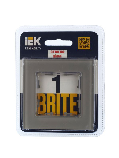 Рамка 1-м BRITE РУ-1-2-БрД стекло дым. IEK BR-M12-G-K30