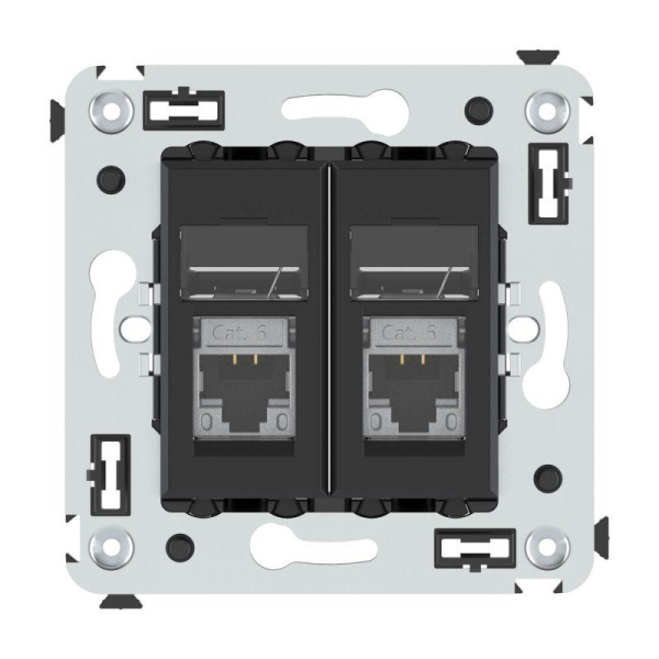 Розетка компьютерная 2-м СП Avanti "Черный матовый" RJ45 кат.6 экранир. DKC 4412394