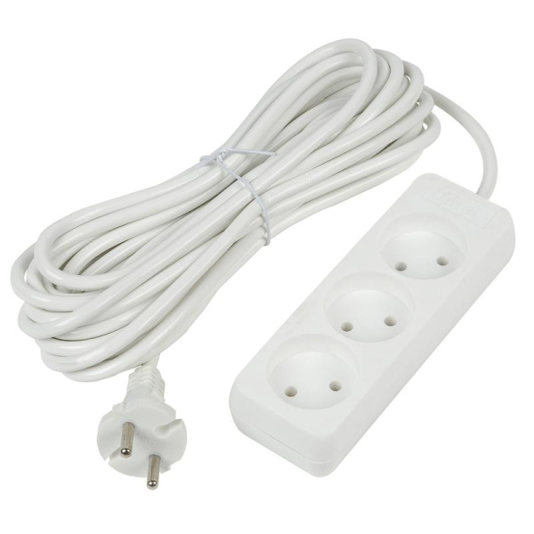 Удлинитель 3х10м без заземл. 10А Ultra S-CU3-10 WHITE бел. Uniel UL-00009980