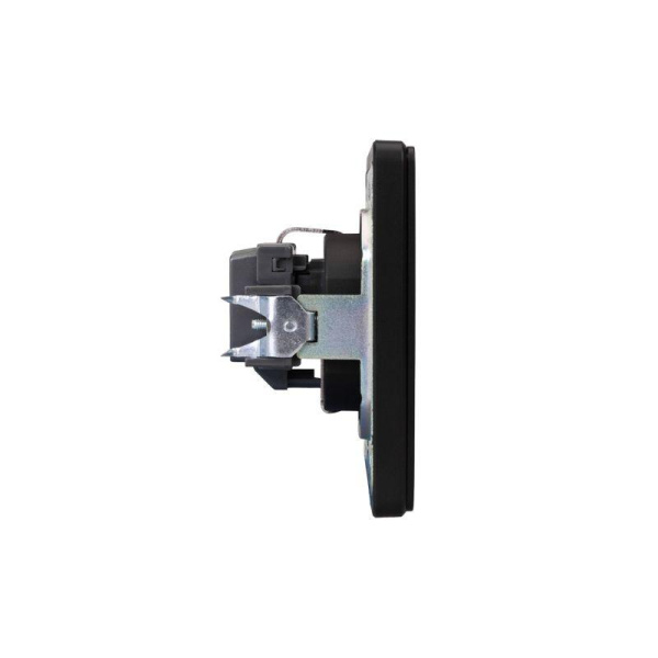 Розетка 1-м СП ROUND MIELE 16А с заземл. защ. шторки оникс Kranz KR-78-0701-3
