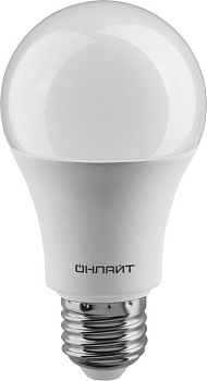 Лампа светодиодная 61 150 OLL-A60-15-230-4K-E27 15Вт грушевидная 4000К нейтр. бел. E27 1500лм 176-264В ОНЛАЙТ 61150