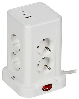 Удлинитель 8х1.5м 16А IP20 У08K 20Вт USB A+C 3х1 бел. DOMINIC IEK DN-YP30-16-08-01-ZKU-K01