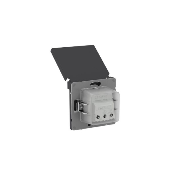 Розетка силовая KANT IP44 2P+E защ. шторки с крышкой черн. уголь DKC 7012013