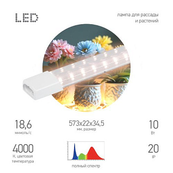 Светильник FITO-10W-Т5-PFR-Slim-GR 10Вт линейный для растений полного спектра GREEN LINE Эра Б0066968