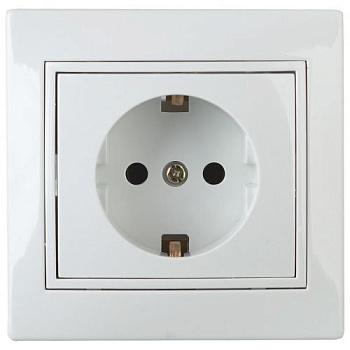 Розетка 1-м СП Plano 1Э-206-01 16А IP20 2P+E 250В Schuko с заземл. защ. шторки без лапок бел. Intro Б0053955