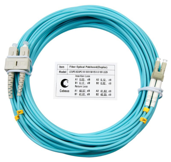 Шнур оптический duple FOP-50-LC-SC-25m x LC-SC 50/125 Cabeus 8474c
