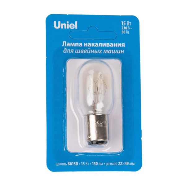 Лампа накаливания IL-F22-CL-15/BA15D для швейных машин Uniel UL-00010984