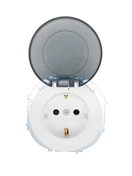 Розетка 1-м СП OSEN IP44 с заземл. с крышкой ПБТ бел. LEZARD 743-0288-123BIPCH